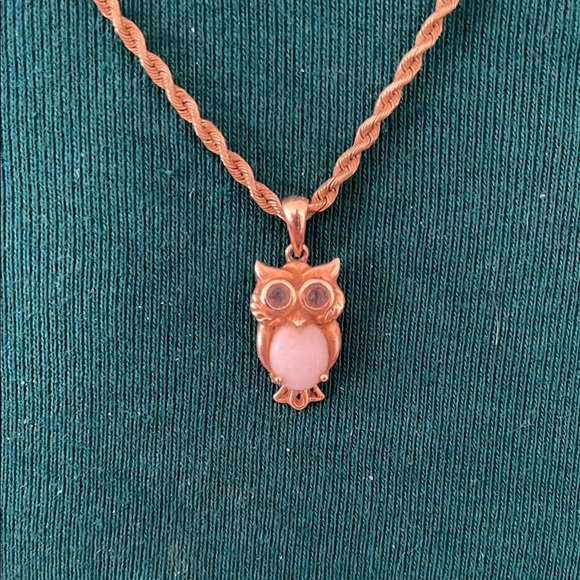 Gold Owl Pendant Necklace - Picture 2 of 4